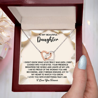 To My Beautiful Daughter – A Heartfelt Gift of Love & Pride- Interlocking Hearts Necklace - Mallard Moon Gift Shop