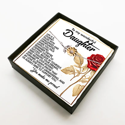 To My Wonderful Daughter – You Make Me Proud – Motivational Sunflower Bracelet Gift with Message of Love and Support - Mallard Moon Gift Shop