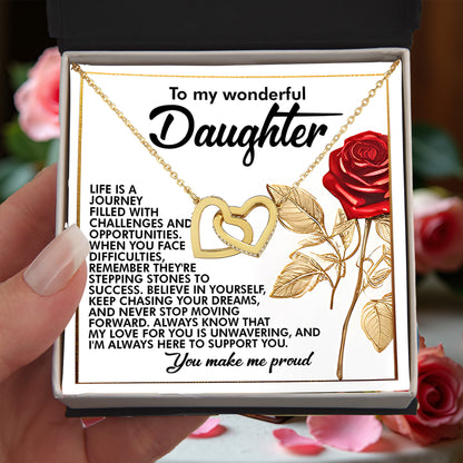 To My Wonderful Daughter – You Make Me Proud – Motivational Necklace Gift with Message of Love and Support - Mallard Moon Gift Shop