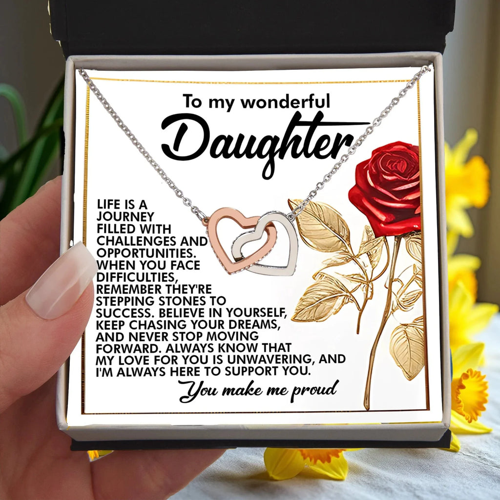 To My Wonderful Daughter – You Make Me Proud – Motivational Necklace Gift with Message of Love and Support