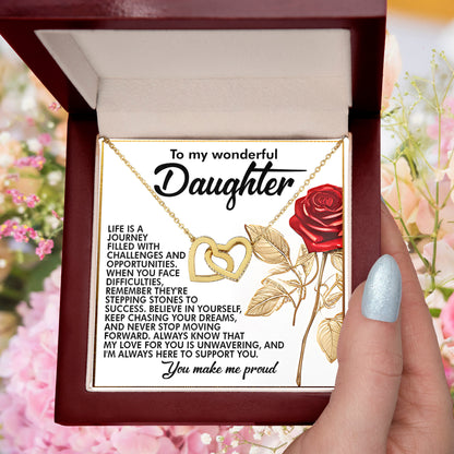 To My Wonderful Daughter – You Make Me Proud – Motivational Necklace Gift with Message of Love and Support - Mallard Moon Gift Shop