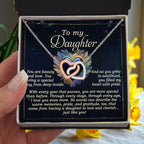 To My Daughter - Sentimental Gift of Love & Pride - Interlocking Hearts Necklace