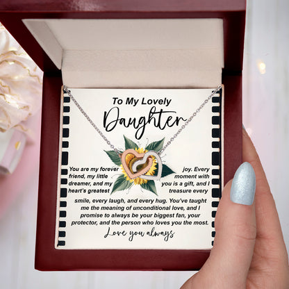 To My Lovely Daughter - Sentimental Gift of Love & Pride - Interlocking Hearts Necklace - Mallard Moon Gift Shop