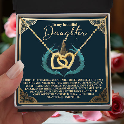 To My Beautiful Daughter – Build a Castle That Stands Tall and Proud – Fairytale-Inspired Necklace Gift from Mom - Mallard Moon Gift Shop