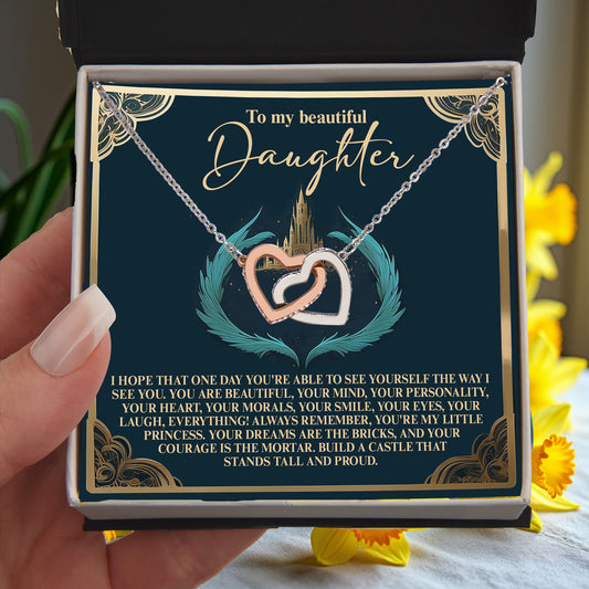 To My Beautiful Daughter – Build a Castle That Stands Tall and Proud – Fairytale-Inspired Necklace Gift from Mom