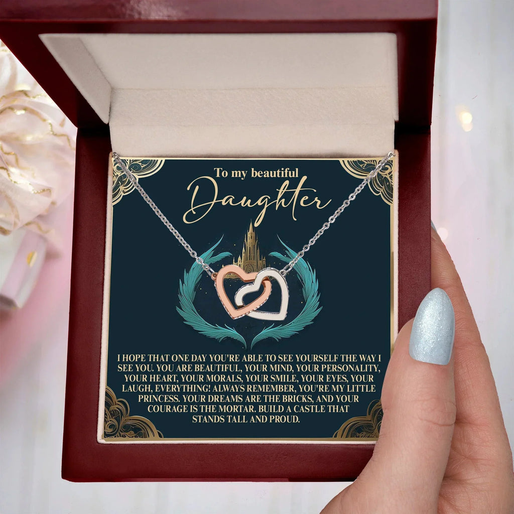 To My Beautiful Daughter – Build a Castle That Stands Tall and Proud – Fairytale-Inspired Necklace Gift from Mom