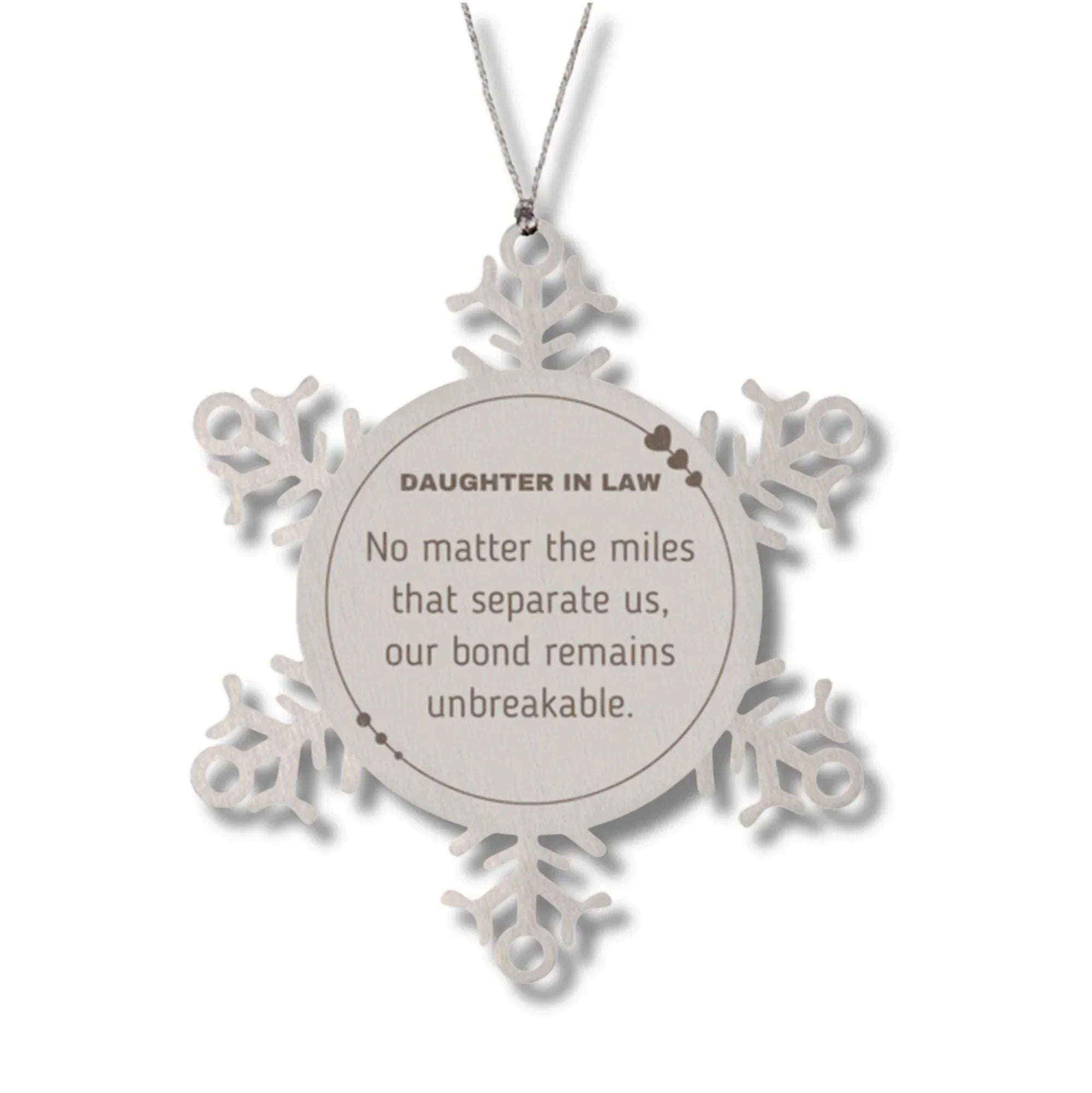 Daughter Long Distance Relationship Gifts, No matter the miles that separate us, Cute Love Snowflake Ornament For Daughter, Birthday Christmas Unique Gifts For Daughter