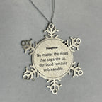 Daughter Long Distance Relationship Gifts, No matter the miles that separate us, Cute Love Snowflake Ornament For Daughter, Birthday Christmas Unique Gifts For Daughter