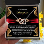 To My Beautiful Daughter - Unconditional Love - Interlocking Hearts Necklace