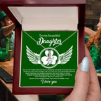 To My Beautiful Daughter – A Lucky & Loving Gift of Strength and Encouragement- Interlocking Hearts Necklace with Inspirational Message
