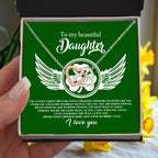 To My Beautiful Daughter – A Lucky & Loving Gift of Strength and Encouragement- Interlocking Hearts Necklace with Inspirational Message
