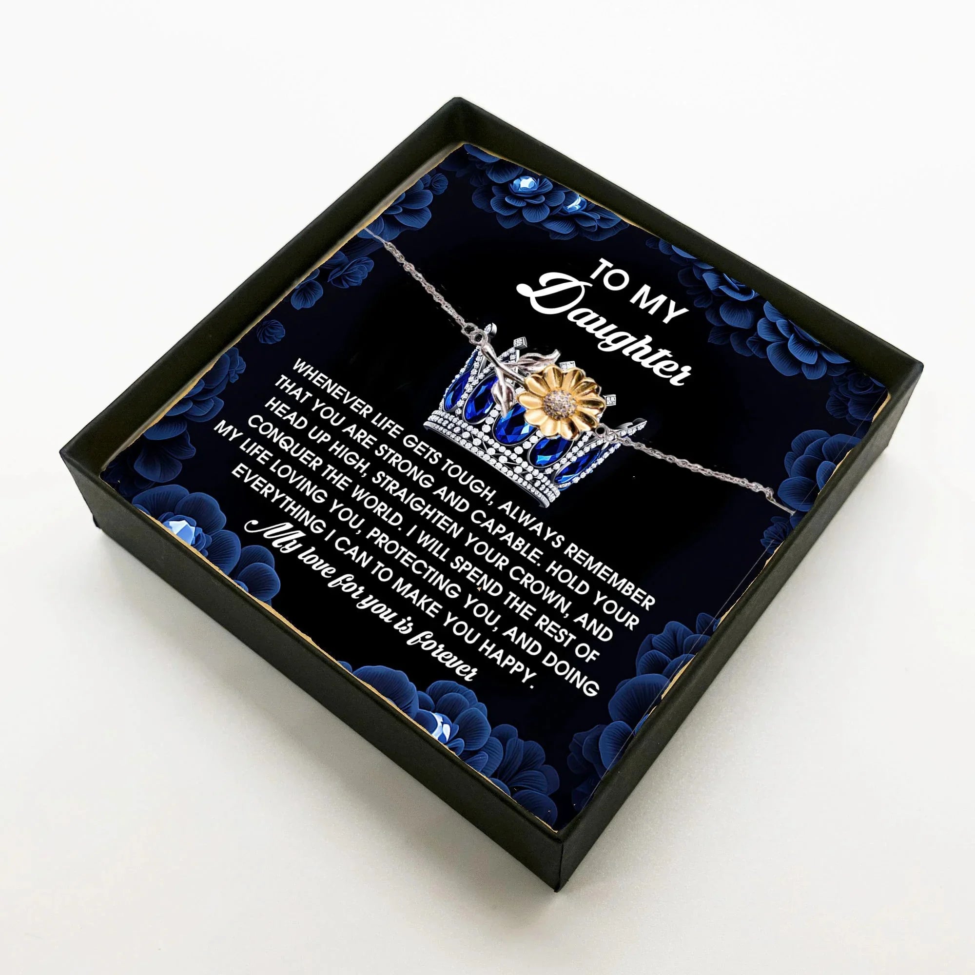 Daughter Sunflower Bracelet - Straighten Your Crown – 925 Sterling Silver with 18K Gold-Plated Petals – Inspirational Jewelry Gift from Parent – Includes Heartfelt Message Card