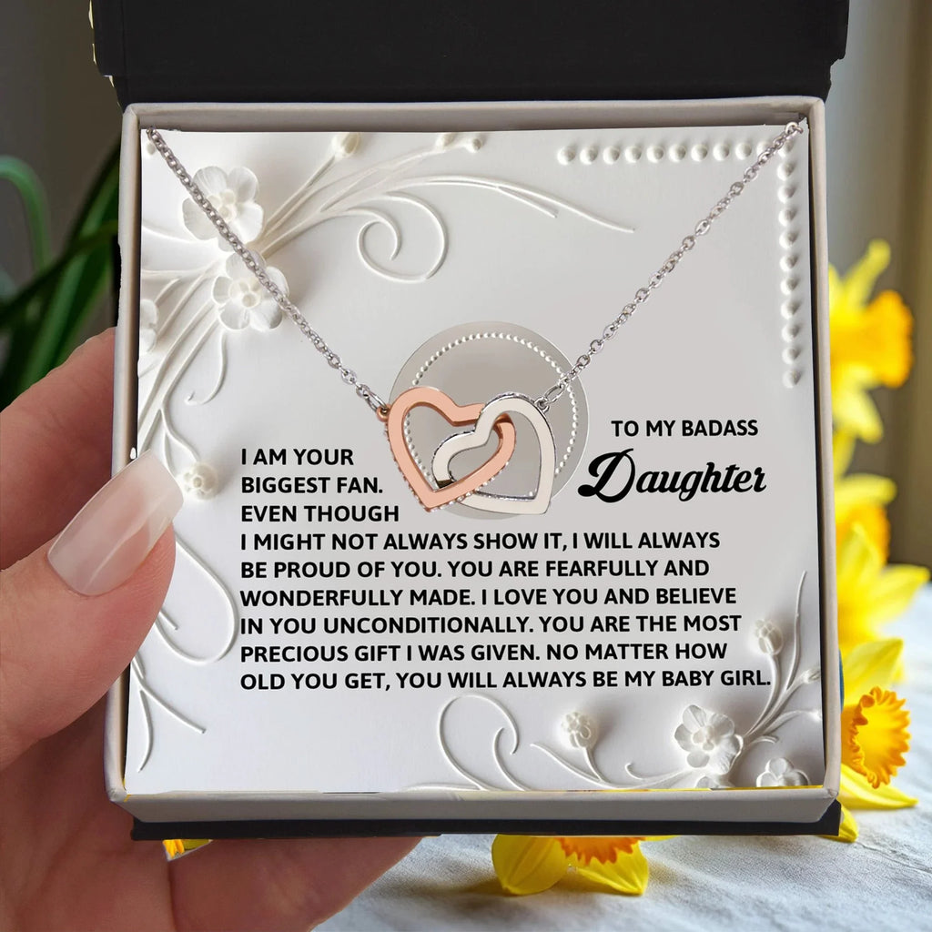 To My Badass Daughter - A Bold & Heartfelt Gift of Love -Interlocking Hearts Necklace