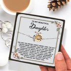 Daughter Sunflower Bracelet – 925 Sterling Silver with 18K Gold-Plated Petals – Sentimental Jewelry Gift from Parent – Includes Heartfelt Message Card
