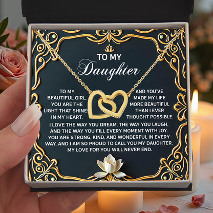 To My Daughter A Heartfelt Gift of Love & Pride Interlocking Hearts Necklace – A Timeless Symbol of Love & Pride - Mallard Moon Gift Shop