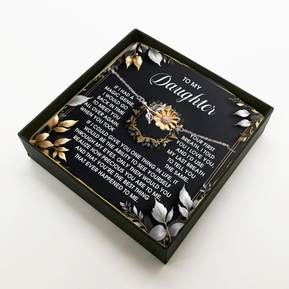 Daughter Sunflower Bracelet Sterling Silver with 18K Gold-Plated Petals – Sentimental Birthday, Graduation Christmas Jewelry Gift from Parent – Includes Heartfelt Message Card - Mallard Moon Gift Shop