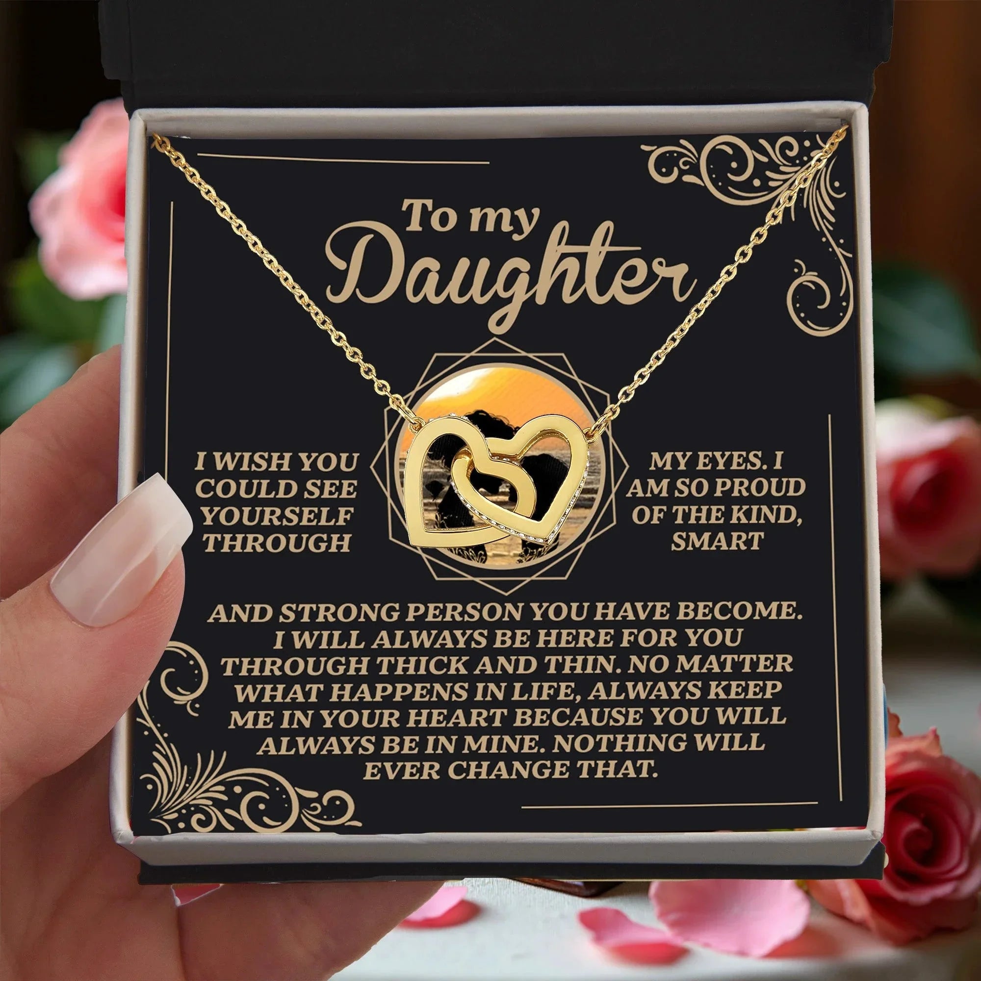 Gift for Daughter - Always Keep Me in Your Heart - Interlocking Hearts Necklace