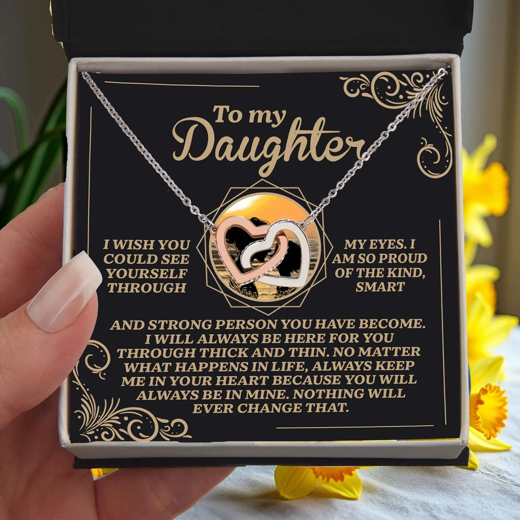 Gift for Daughter - Always Keep Me in Your Heart - Interlocking Hearts Necklace