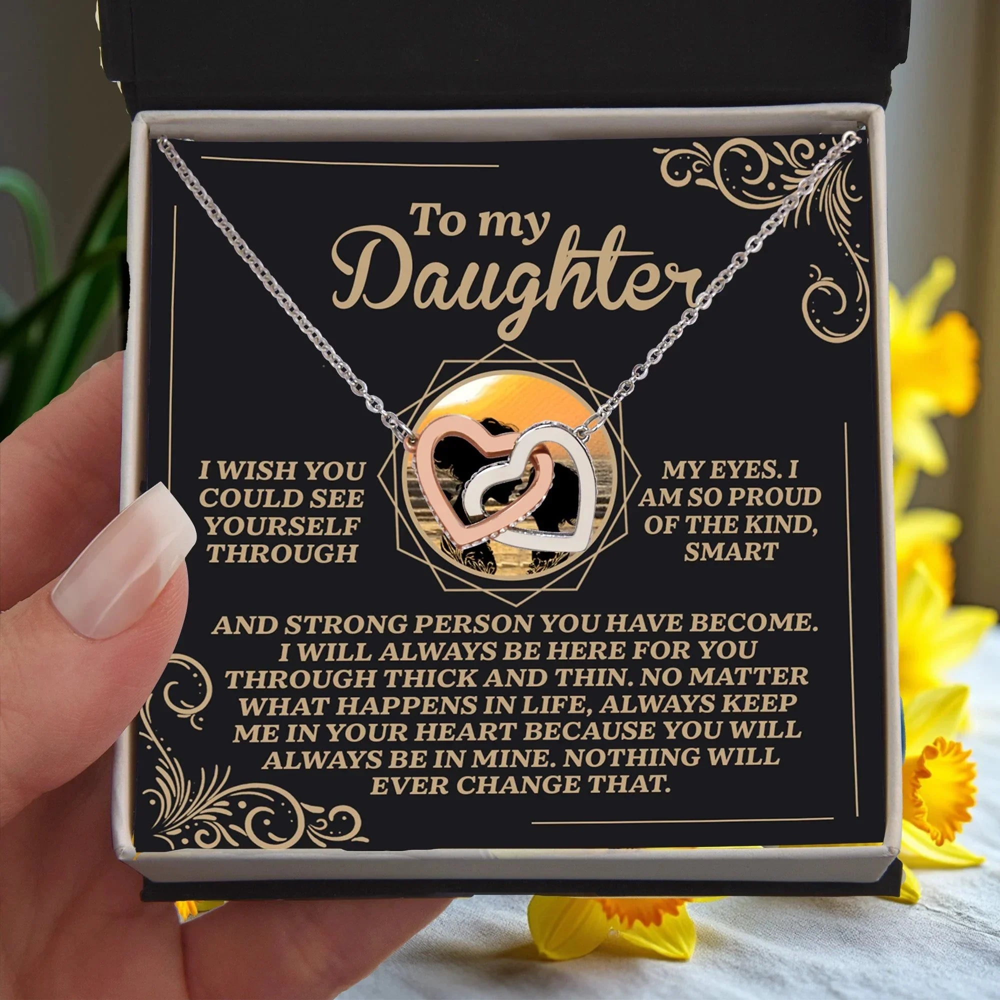 Gift for Daughter - Always Keep Me in Your Heart - Interlocking Hearts Necklace