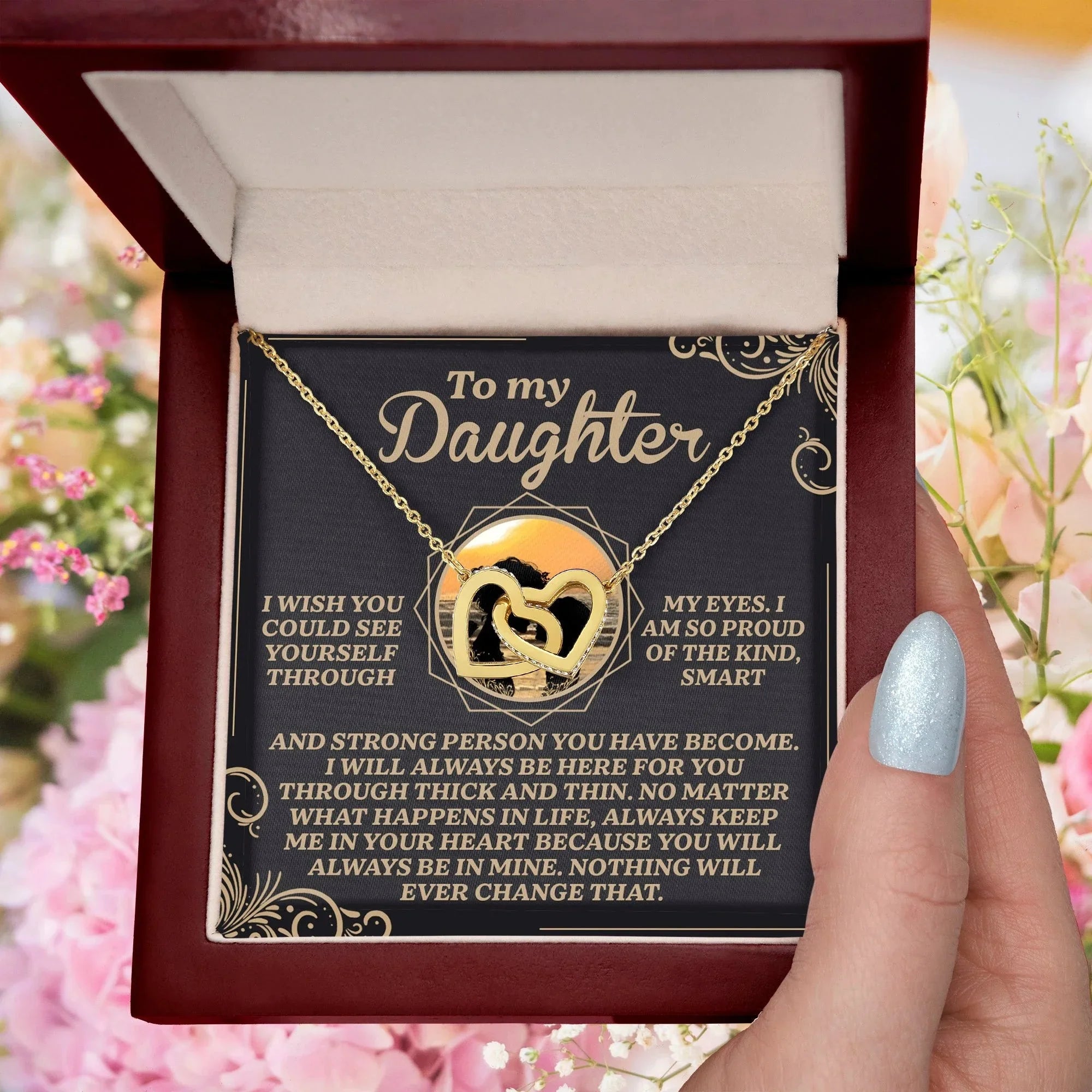 Gift for Daughter - Always Keep Me in Your Heart - Interlocking Hearts Necklace