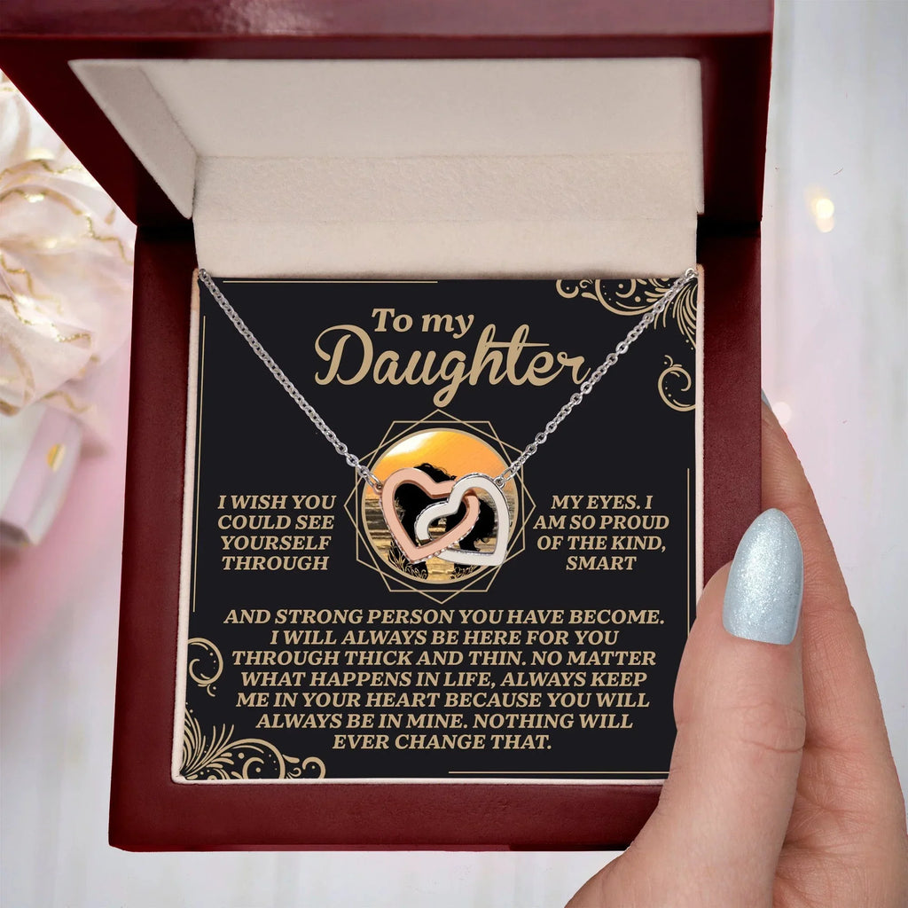 Gift for Daughter - Always Keep Me in Your Heart - Interlocking Hearts Necklace