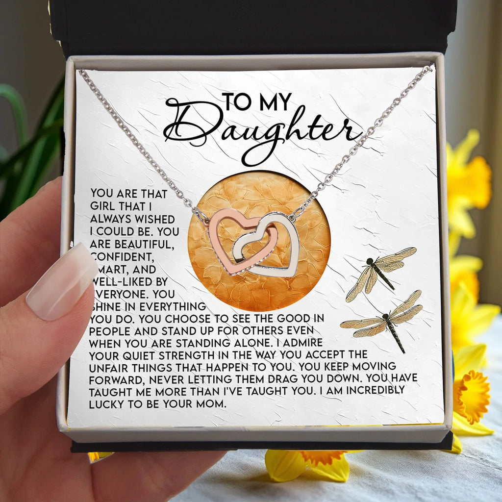 To My Daughter - Your Quiet Strength Inspires Me - Interlocking Hearts Necklace