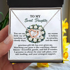 To My Sweet Daughter - A Sentimental Gift of Love & Encouragement - Interlocking Hearts Necklace