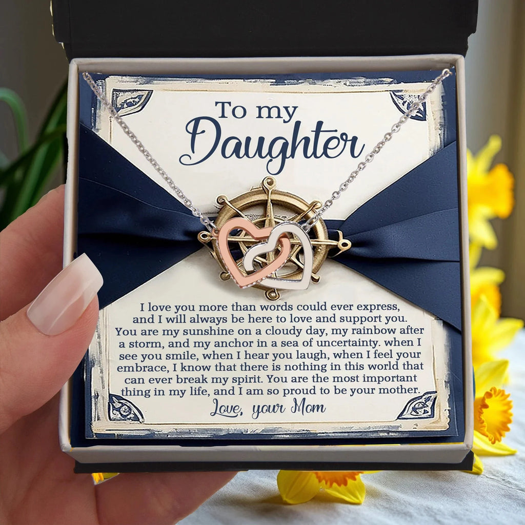 To My Daughter - You Are My Sunshine & Anchor - Interlocking Hearts Necklace