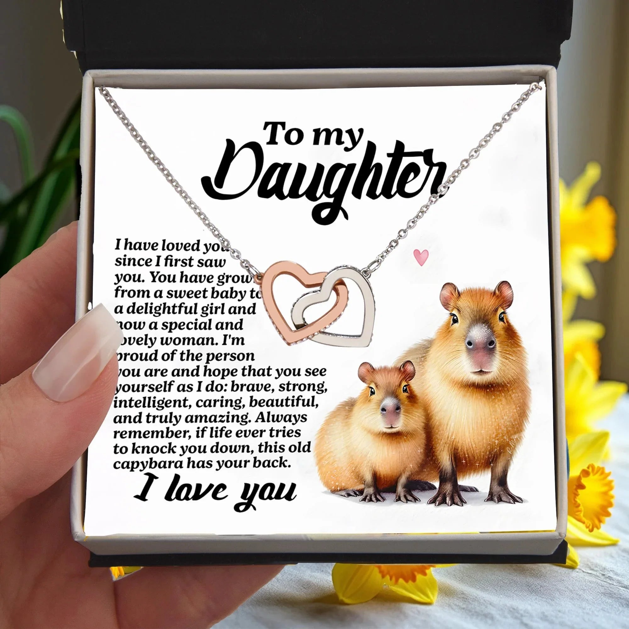 To My Daughter - Proud of You - Interlocking Hearts Necklace