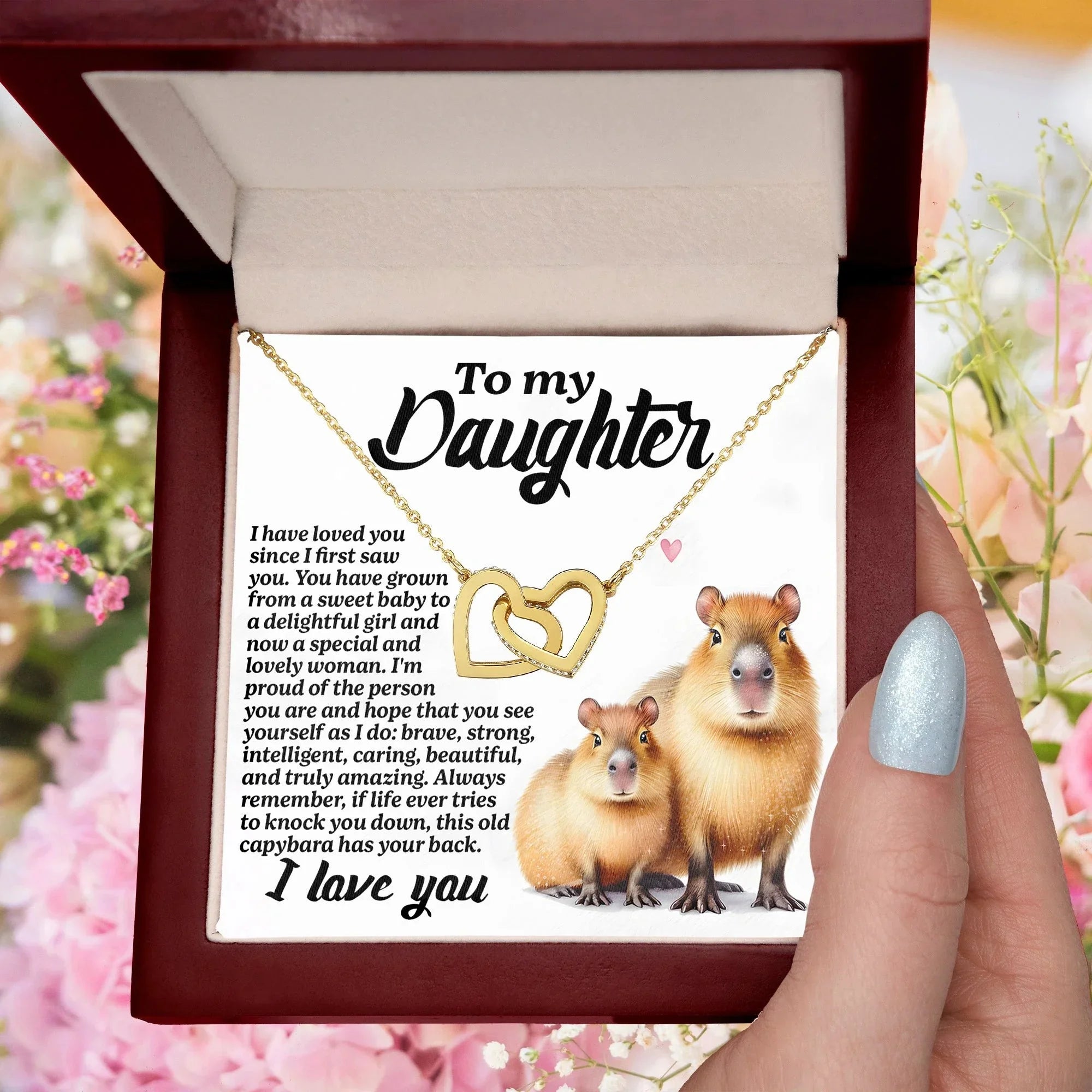 To My Daughter - Proud of You - Interlocking Hearts Necklace
