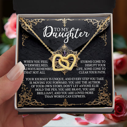 To My Daughter - You Are the Author of Your Own Story - Interlocking Hearts Necklace - Mallard Moon Gift Shop
