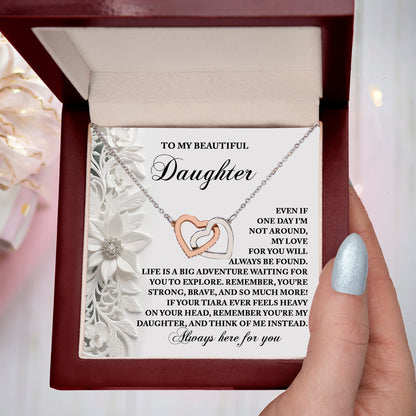 To My Beautiful Daughter - Inspirational Gift for Life's Adventures - Interlocking Hearts Necklace - Mallard Moon Gift Shop