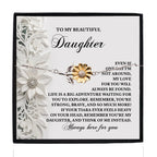 Daughter Sunflower Bracelet Sterling Silver with 18K Gold-Plated Petals – Sentimental Birthday Graduation Christmas Jewelry Gift from Parent – Life is a Big Adventure - Heartfelt Message Card