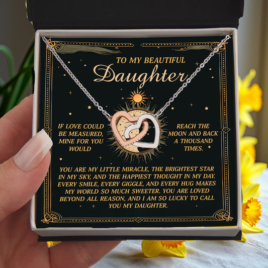 To My Beautiful Daughter – A Gift as Infinite as the Stars & Moon - Interlocking Hearts Necklace - Mallard Moon Gift Shop
