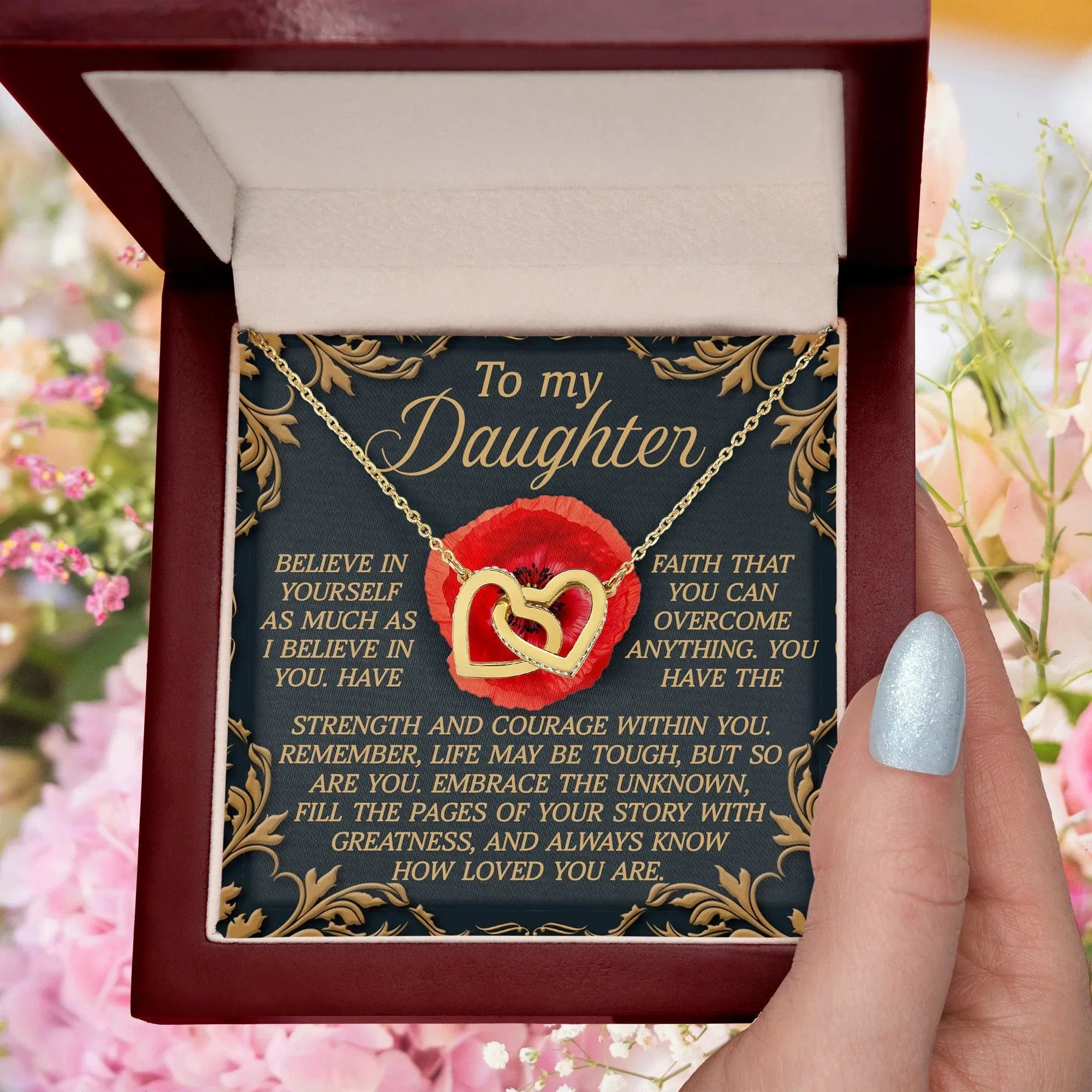 To My Daughter – Believe in Yourself - Interlocking Hearts Necklace