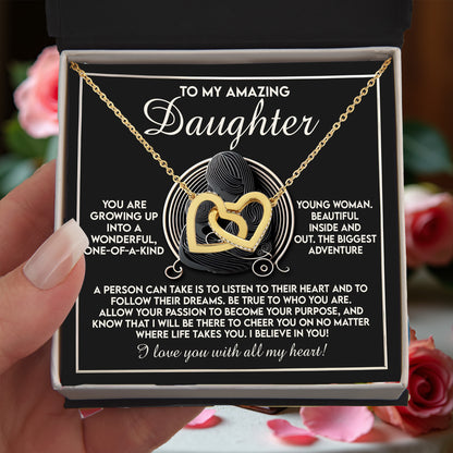 Gift for Daughter - I Believe in You with All My Heart - Interlocking Hearts Necklace - Mallard Moon Gift Shop