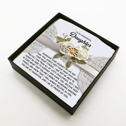 Daughter Sunflower Bracelet Sterling Silver with 18K Gold-Plated Petals – Inspirational Birthday Graduation Christmas Gift from Parent –Proud of You Heartfelt Message Card - Mallard Moon Gift Shop