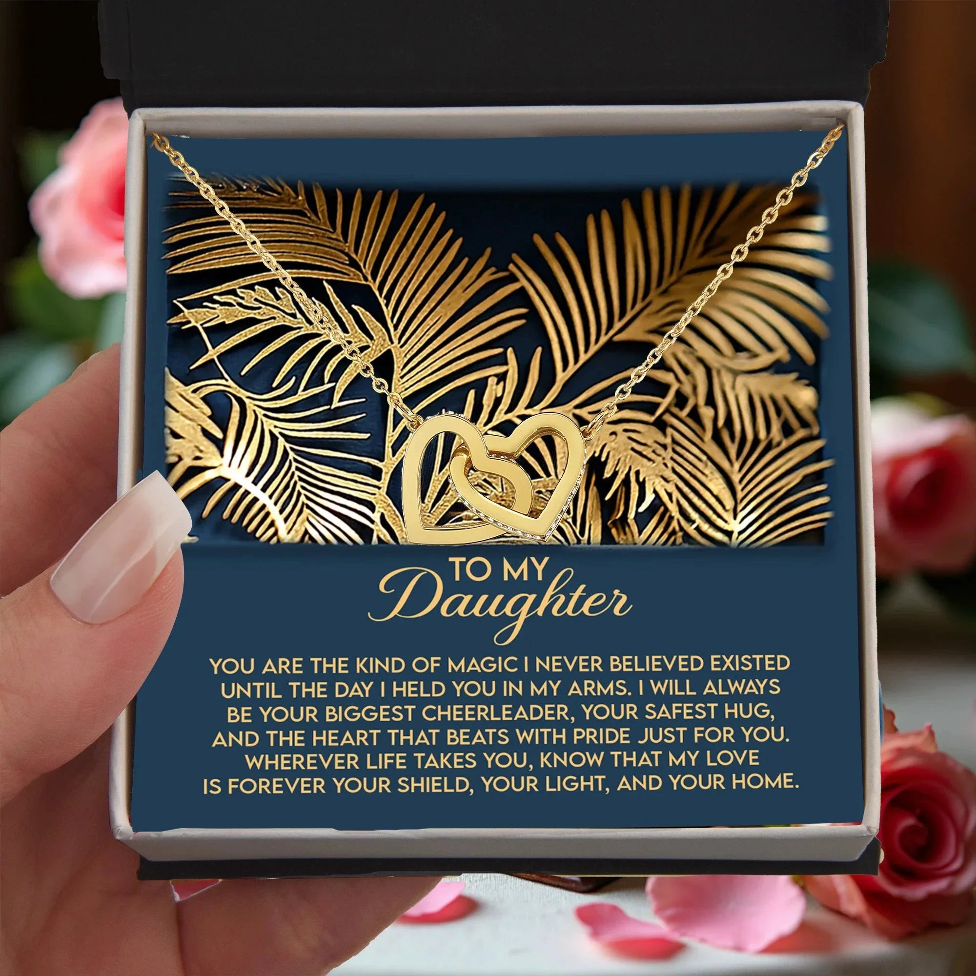 Gift for Daughter - I Will Always Be Your Biggest Cheerleader - Interlocking Hearts Necklace