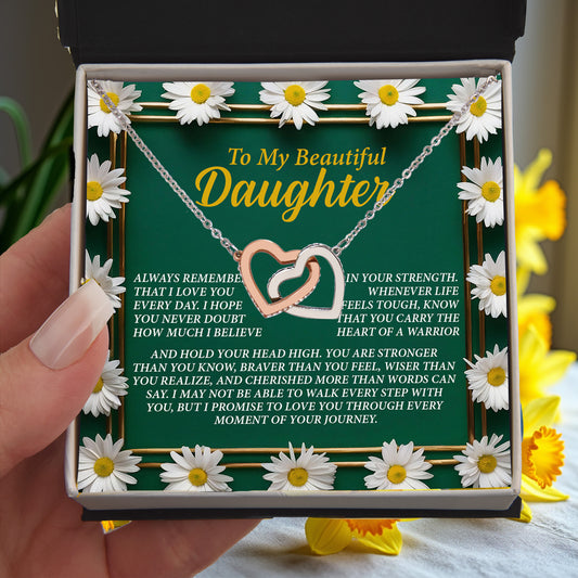 To My Beautiful Daughter - I Promise to Walk Every Step With You - Interlocking Hearts Necklace - Mallard Moon Gift Shop