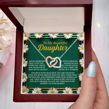 To My Beautiful Daughter - I Promise to Walk Every Step With You - Interlocking Hearts Necklace - Mallard Moon Gift Shop