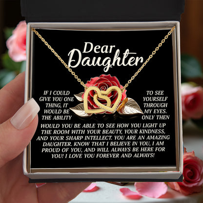 Daughter Gift - I Believe in You & Will Always Be Here - Interlocking Hearts Necklace - Mallard Moon Gift Shop