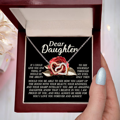 Daughter Gift - I Believe in You & Will Always Be Here - Interlocking Hearts Necklace - Mallard Moon Gift Shop