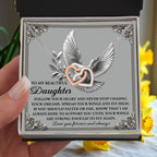 To My Beautiful Daughter - Spread Your Wings & Fly High - Interlocking Hearts Necklace
