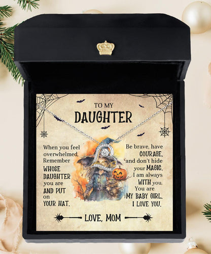 Daughter Halloween Inspired - Put Your Hat On and Don't Hide Your Magic Love Dancing Heart Necklace - Mallard Moon Gift Shop