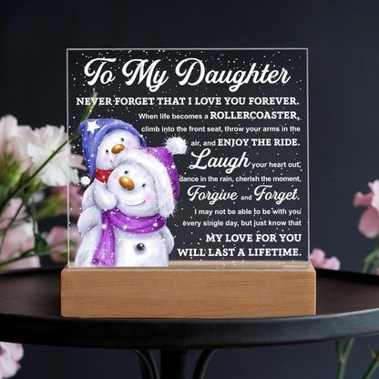 Daughter Gift - Enjoy The Ride Acrylic Square Plaque with LED Wooden Base - Mallard Moon Gift Shop