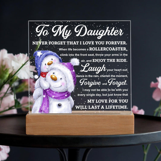Daughter Gift - Enjoy The Ride Acrylic Square Plaque with LED Wooden Base - Mallard Moon Gift Shop