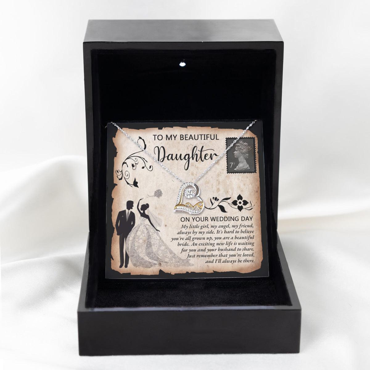 Daughter Wedding Day Gift, Dancing Love Heart Pendant Necklace, Gift for Bride - Mallard Moon Gift Shop