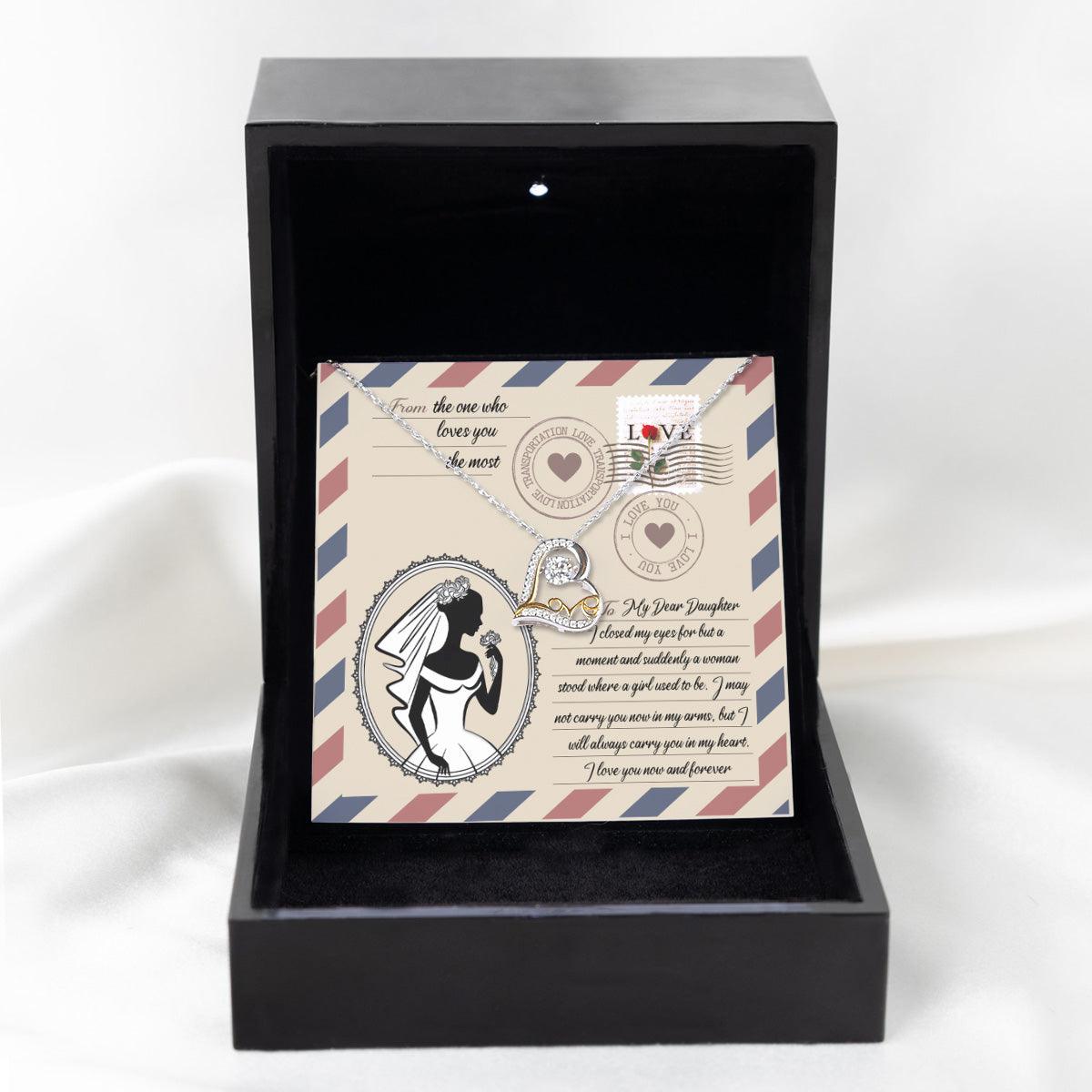 Daughter Wedding Day Gift for Bride Dancing Love Heart Pendant Necklace Gift from Mother and Father - Mallard Moon Gift Shop