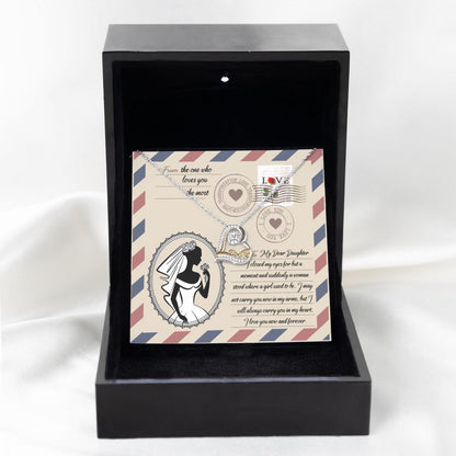 Daughter Wedding Day Gift for Bride Dancing Love Heart Pendant Necklace Gift from Mother and Father - Mallard Moon Gift Shop