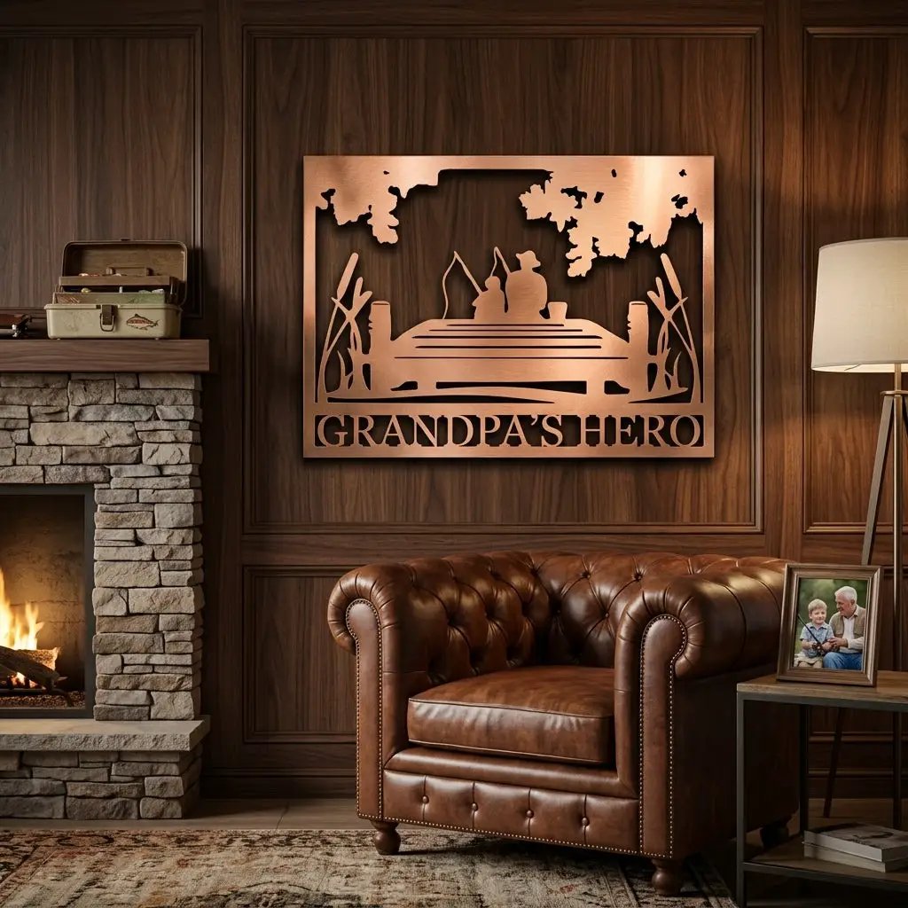 Fishing Buddies Custom Name Metal Art Wall Sign